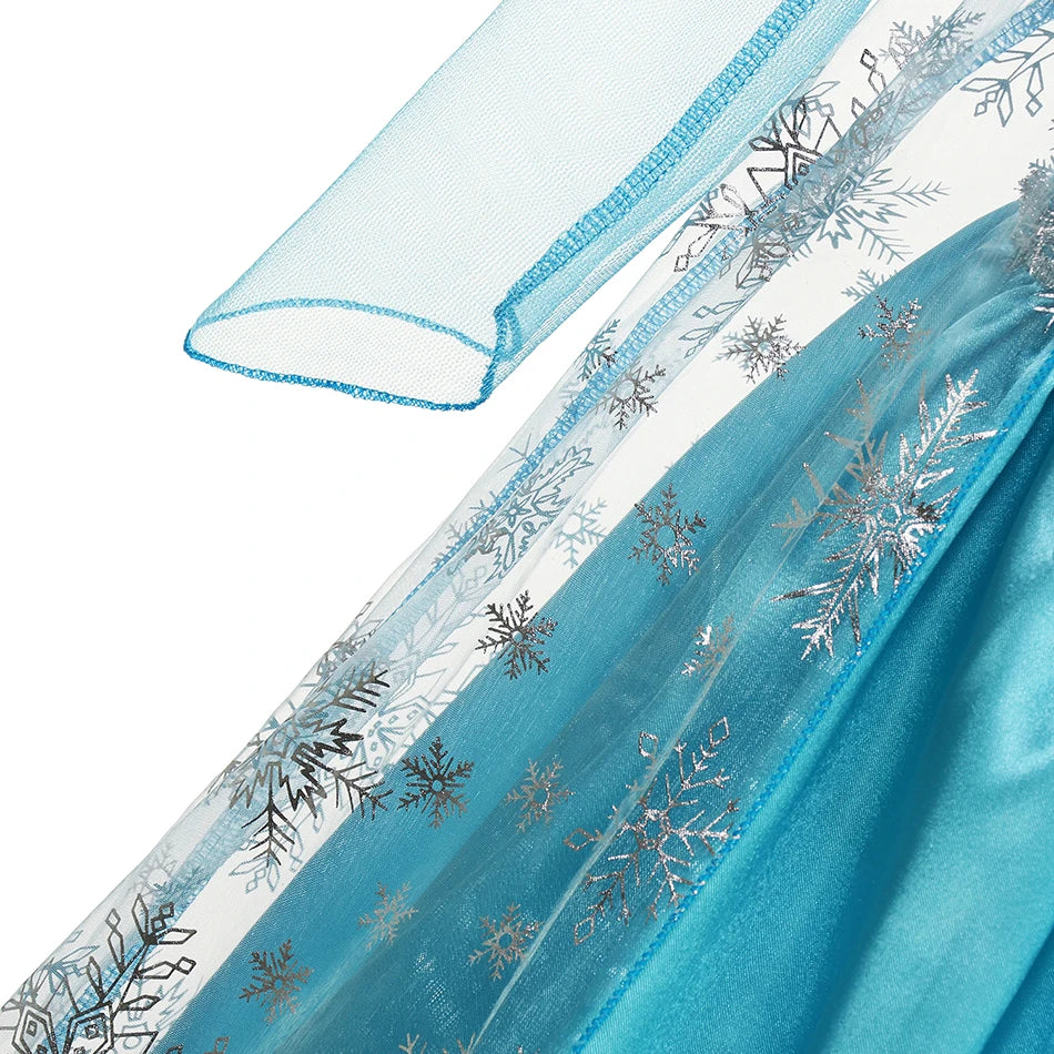 Girls Elsa Princess Dresses - Carnival Party Gown Cloak - Kids Birthday Cosplay Costume Frozen Snow Queen Clothes