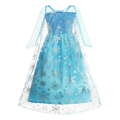 Girls Elsa Princess Dresses - Carnival Party Gown Cloak - Kids Birthday Cosplay Costume Frozen Snow Queen Clothes