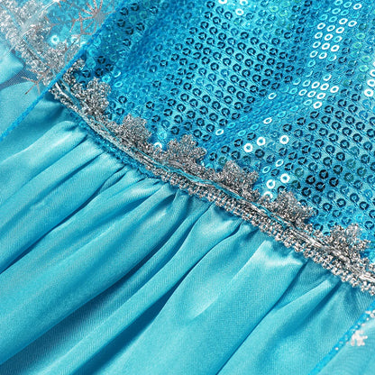 Girls Elsa Princess Dresses - Carnival Party Gown Cloak - Kids Birthday Cosplay Costume Frozen Snow Queen Clothes