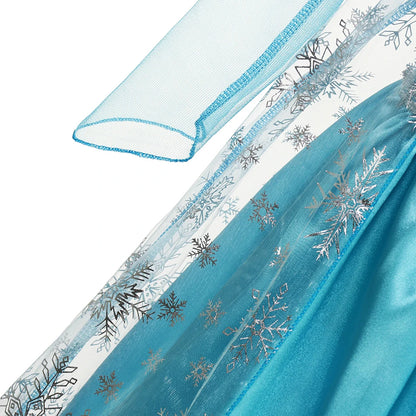 Girls Elsa Princess Dresses - Carnival Party Gown Cloak - Kids Birthday Cosplay Costume Frozen Snow Queen Clothes