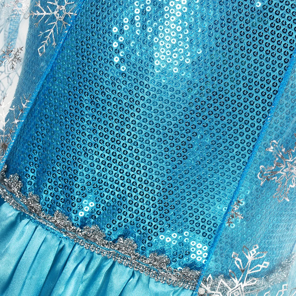Girls Elsa Princess Dresses - Carnival Party Gown Cloak - Kids Birthday Cosplay Costume Frozen Snow Queen Clothes