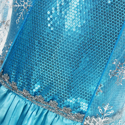Girls Elsa Princess Dresses - Carnival Party Gown Cloak - Kids Birthday Cosplay Costume Frozen Snow Queen Clothes