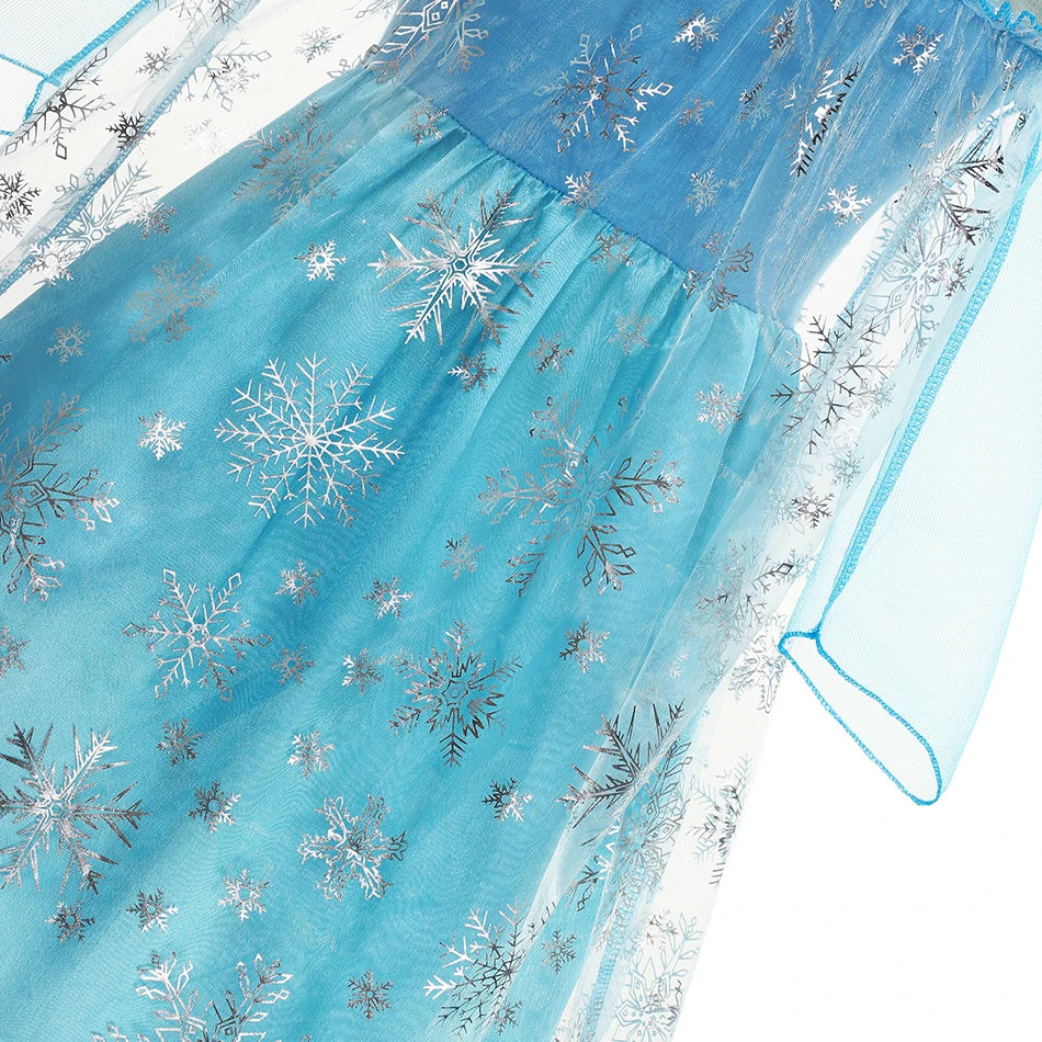 Girls Elsa Princess Dresses - Carnival Party Gown Cloak - Kids Birthday Cosplay Costume Frozen Snow Queen Clothes