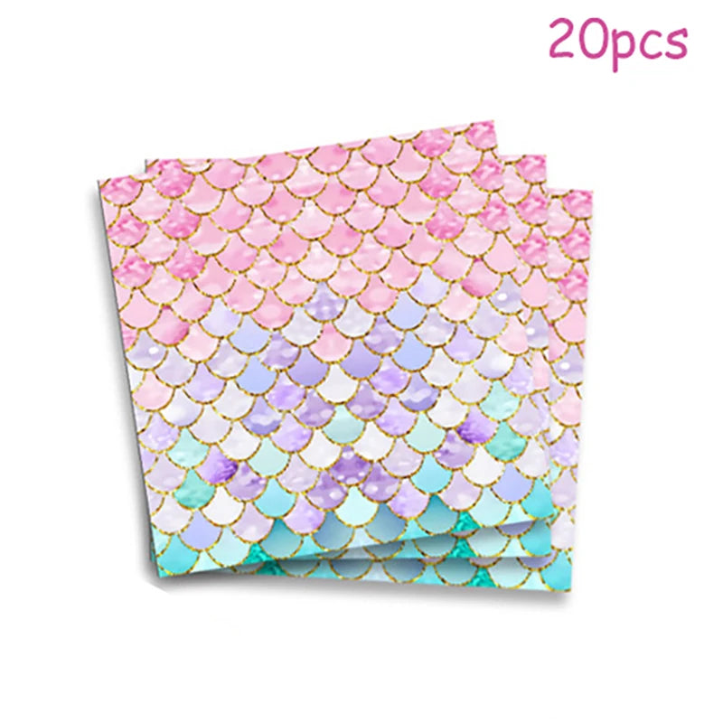 Little Mermaid Party Supplies - Complete Mermaid Birthday Decorations and Disposable Tableware Set