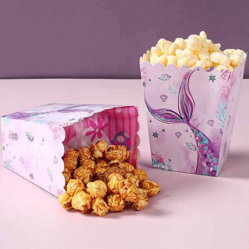 Mermaid Theme Popcorn and Candy Boxes - Perfect for Birthday Parties and Baby Showers