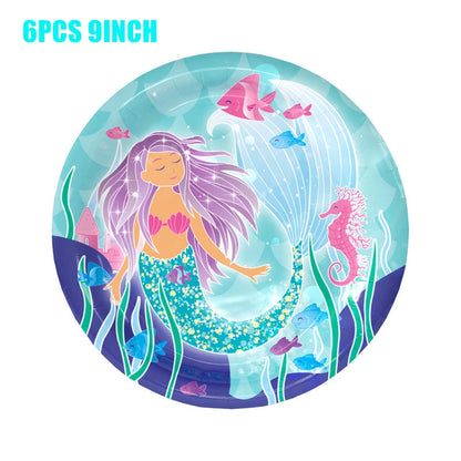 Mermaid Disposable Tableware and Decorations - Perfect for Mermaid Birthday Party