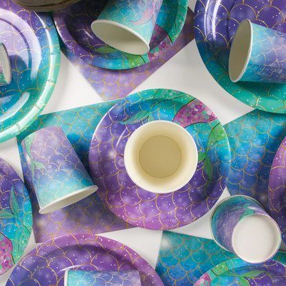 Little Mermaid Party Supplies - Complete Mermaid Birthday Decorations and Disposable Tableware Set