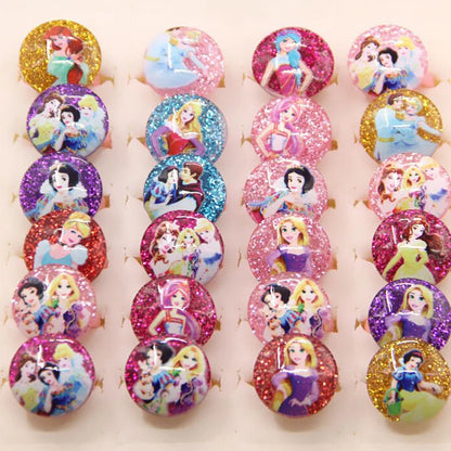 12pcs Disney Frozen Elsa Anna Princess Rings - Acrylic Minnie Mouse Unicorn Kids Finger Rings Girls Gifts Birthday Party Supplies