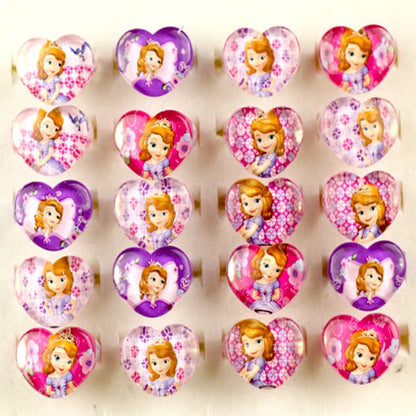 12pcs Disney Frozen Elsa Anna Princess Rings - Acrylic Minnie Mouse Unicorn Kids Finger Rings Girls Gifts Birthday Party Supplies