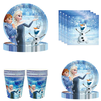 Disney Frozen Birthday Party Paper Disposable Tableware Set for 10 Guests - Baby Shower and Event Decorations