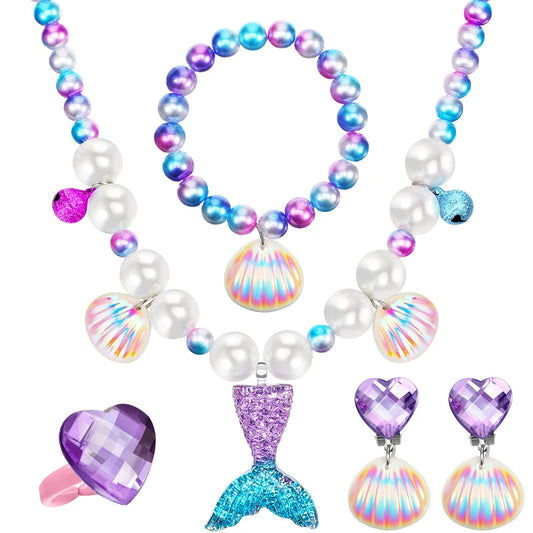 Mermaid Jewelry Set - Necklace, Bracelet, Earrings for Girls - Perfect Birthday Gifts and Party Favors