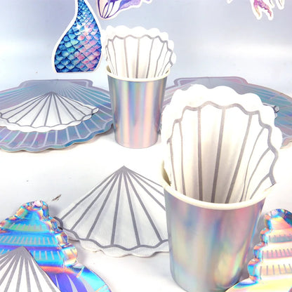 Little Mermaid Party Supplies - Complete Mermaid Birthday Decorations and Disposable Tableware Set