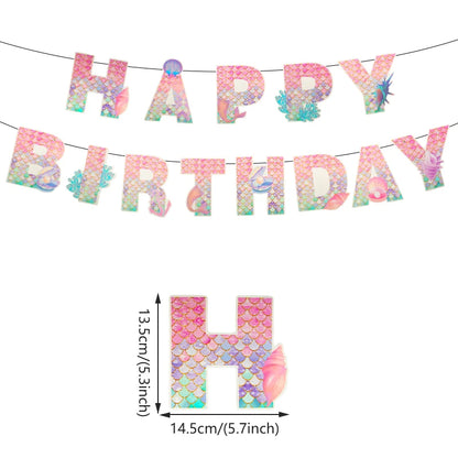 Little Mermaid Party Supplies - Complete Mermaid Birthday Decorations and Disposable Tableware Set