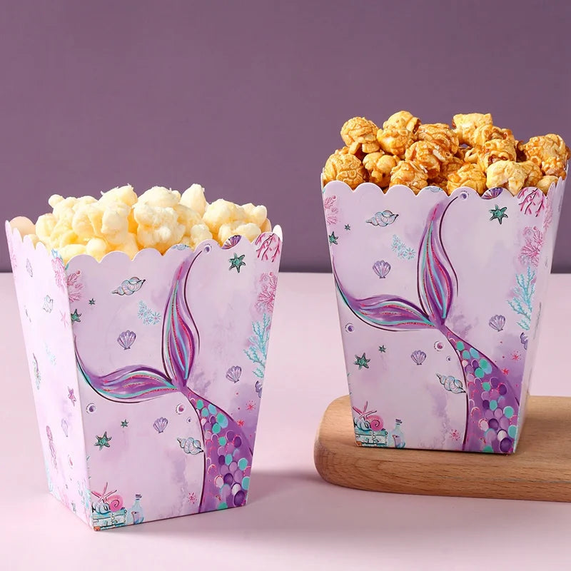 Mermaid Theme Popcorn and Candy Boxes - Perfect for Birthday Parties and Baby Showers