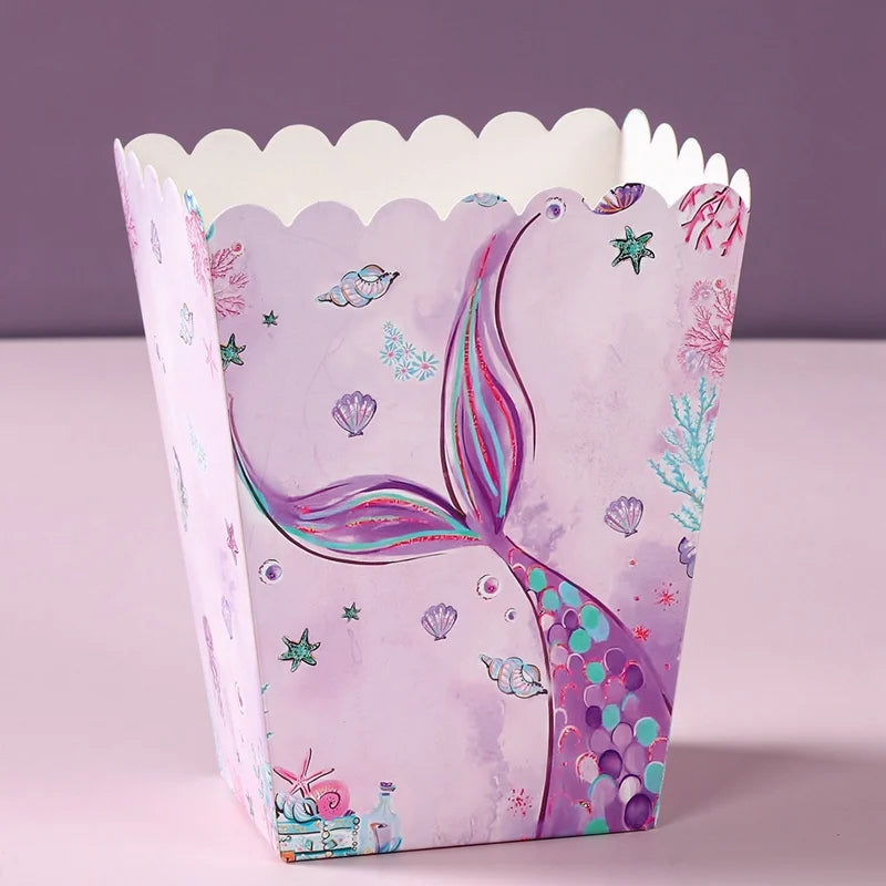 Mermaid Theme Popcorn and Candy Boxes - Perfect for Birthday Parties and Baby Showers