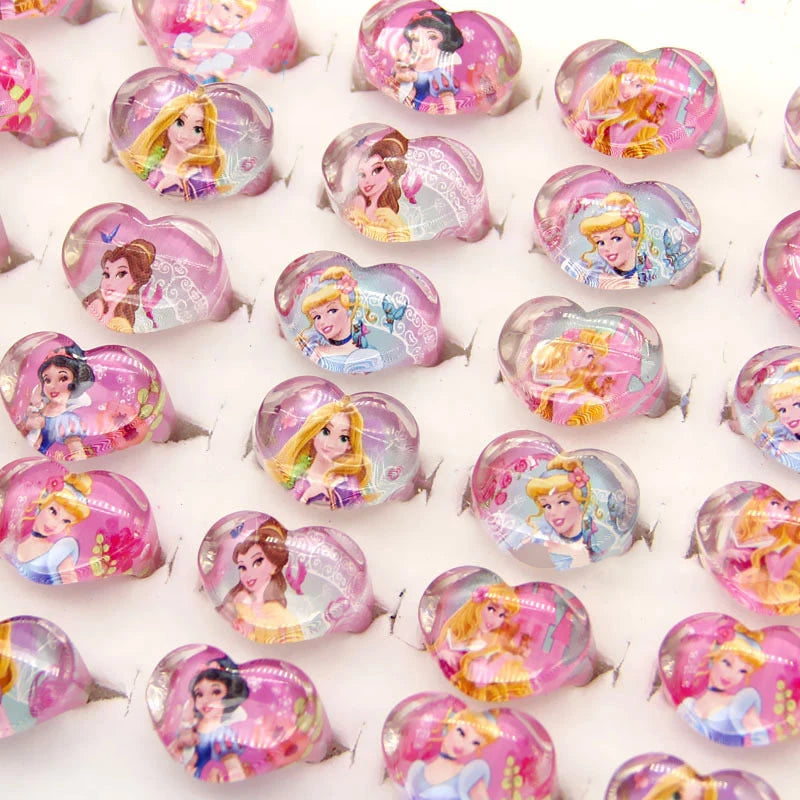 12pcs Disney Frozen Elsa Anna Princess Rings - Acrylic Minnie Mouse Unicorn Kids Finger Rings Girls Gifts Birthday Party Supplies