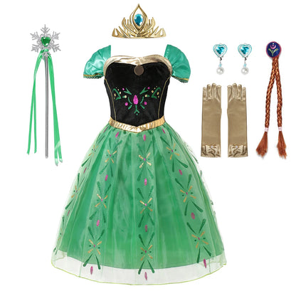 Disney Frozen Elsa Anna Costume for Kids - Princess Dress for Birthday Party and Carnival