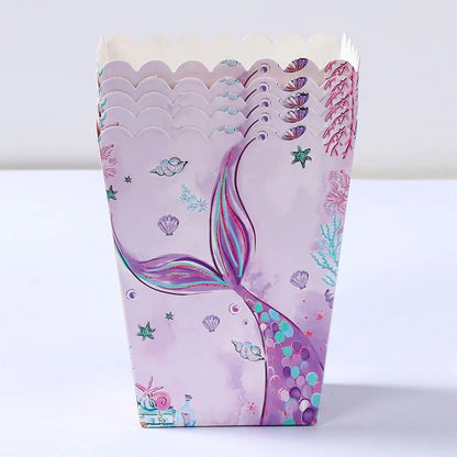 Mermaid Theme Popcorn and Candy Boxes - Perfect for Birthday Parties and Baby Showers