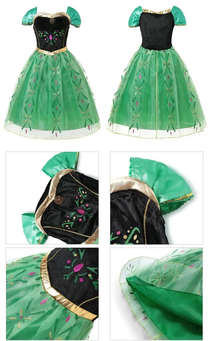 Disney Frozen Elsa Anna Costume for Kids - Princess Dress for Birthday Party and Carnival