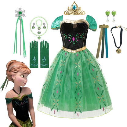 Disney Frozen Elsa Anna Costume for Kids - Princess Dress for Birthday Party and Carnival