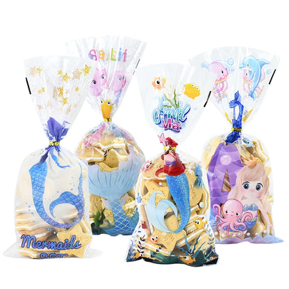 50Pcs Mermaid Birthday Candy Bags - Perfect for Kids' Mermaid Party Decorations and Gift Packaging