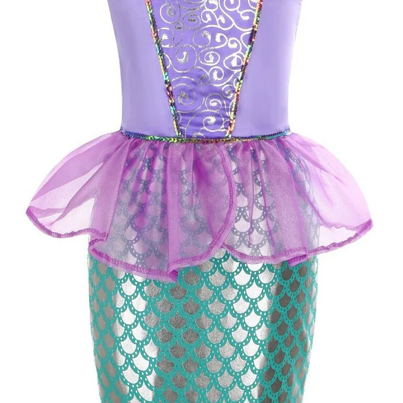 Disney Little Mermaid Ariel Princess Costume - Purple Dress for Girls