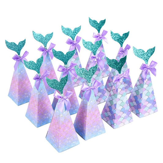 10pcs Mermaid Tail Candy Boxes - Perfect for Kids' Birthday Parties and Baby Showers