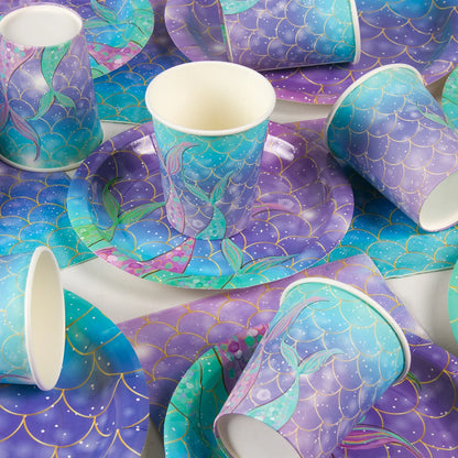Little Mermaid Party Supplies - Complete Mermaid Birthday Decorations and Disposable Tableware Set