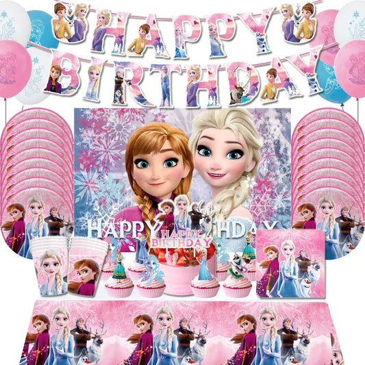 Disney Pink Frozen Queen Birthday Party Supplies - Elsa & Anna Decorations