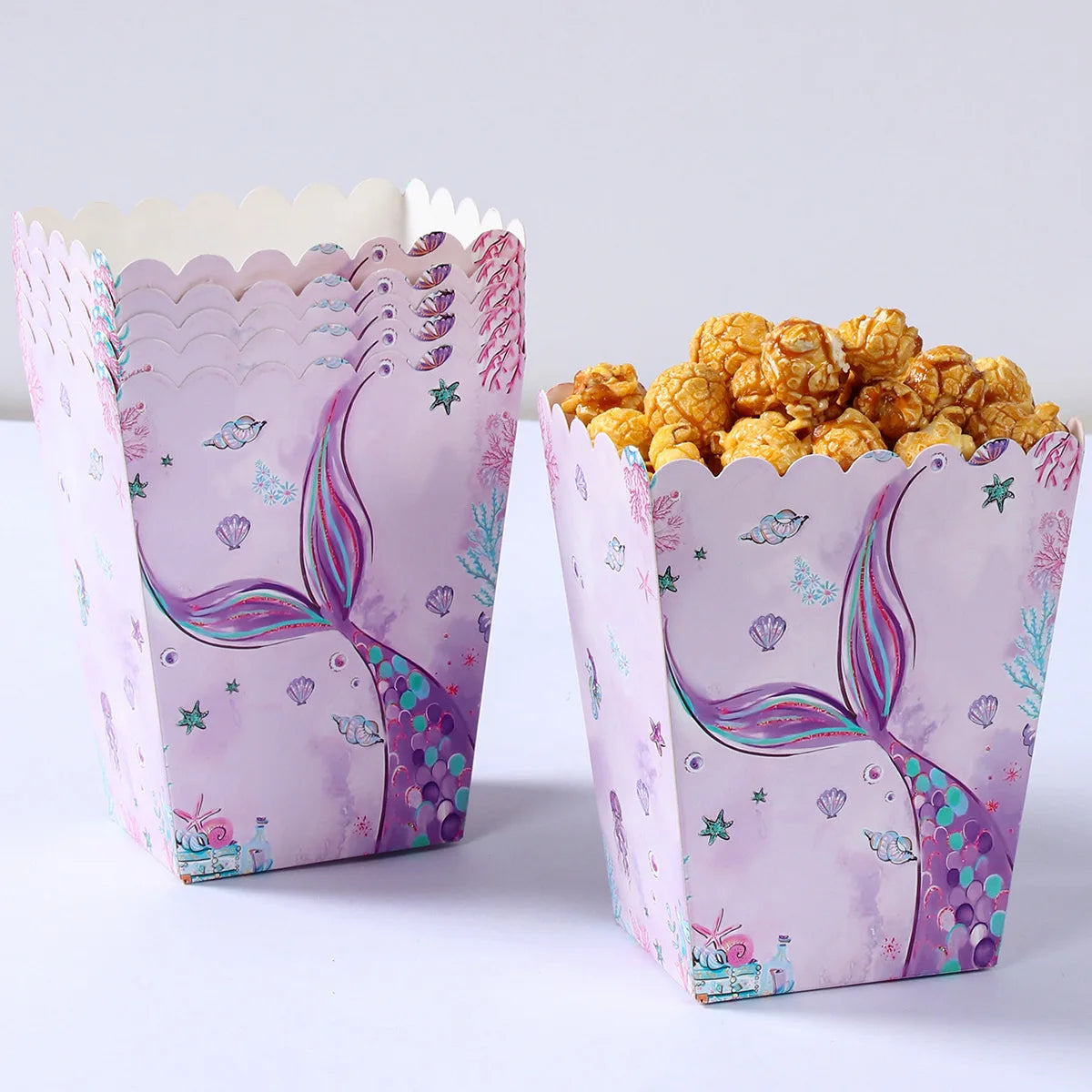 Mermaid Theme Popcorn and Candy Boxes - Perfect for Birthday Parties and Baby Showers