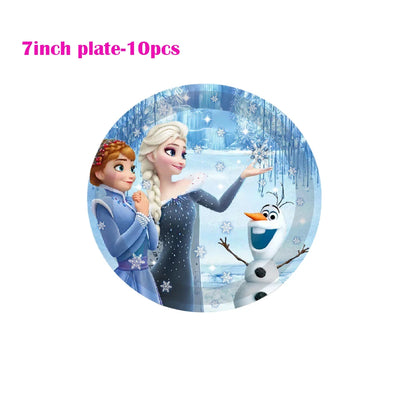 Disney Frozen Birthday Party Paper Disposable Tableware Set for 10 Guests - Baby Shower and Event Decorations