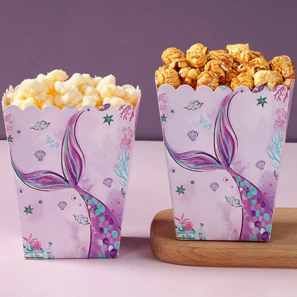 Mermaid Theme Popcorn and Candy Boxes - Perfect for Birthday Parties and Baby Showers