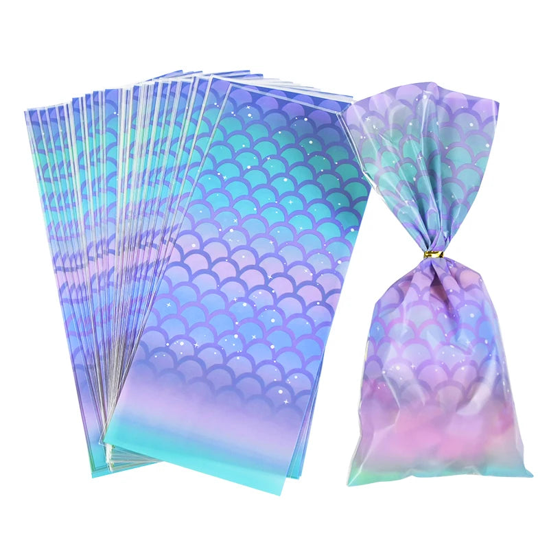 50Pcs Mermaid Birthday Candy Bags - Perfect for Kids' Mermaid Party Decorations and Gift Packaging