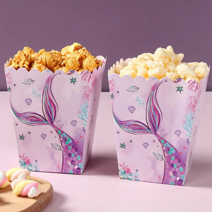 Mermaid Theme Popcorn and Candy Boxes - Perfect for Birthday Parties and Baby Showers