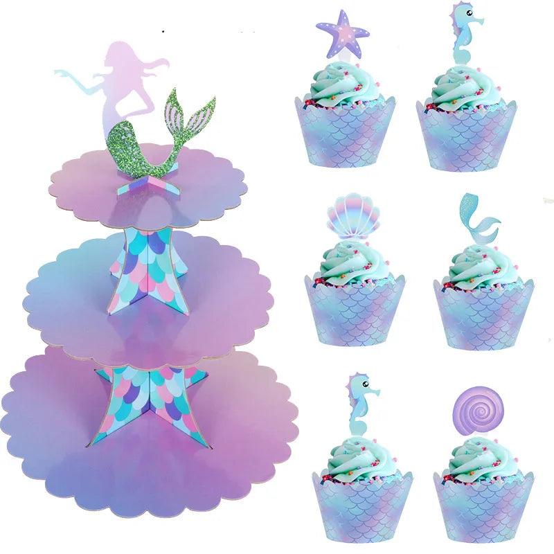Little Mermaid Party Supplies - Complete Mermaid Birthday Decorations and Disposable Tableware Set