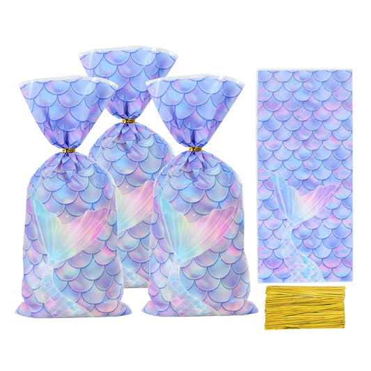 50Pcs Mermaid Birthday Candy Bags - Perfect for Kids' Mermaid Party Decorations and Gift Packaging