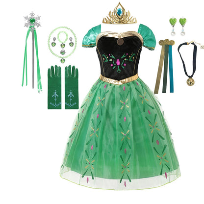 Disney Frozen Elsa Anna Costume for Kids - Princess Dress for Birthday Party and Carnival