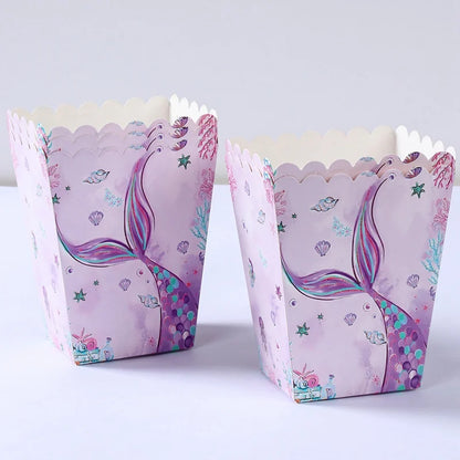 Mermaid Theme Popcorn and Candy Boxes - Perfect for Birthday Parties and Baby Showers